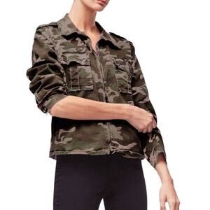 Good American Camo Print Stretch Twill Cotton Military Jacket Size 0/1